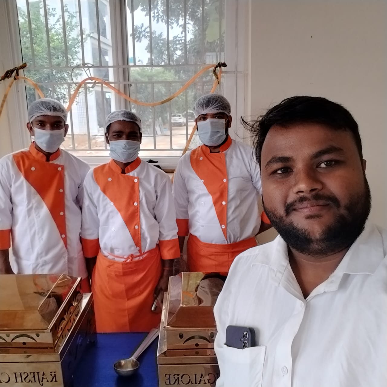 Rajesh with the catering crew
