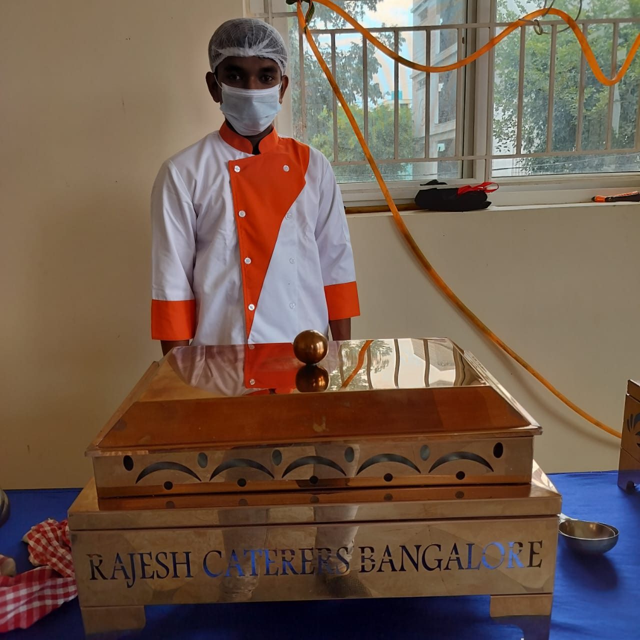 Crew member with serving counter